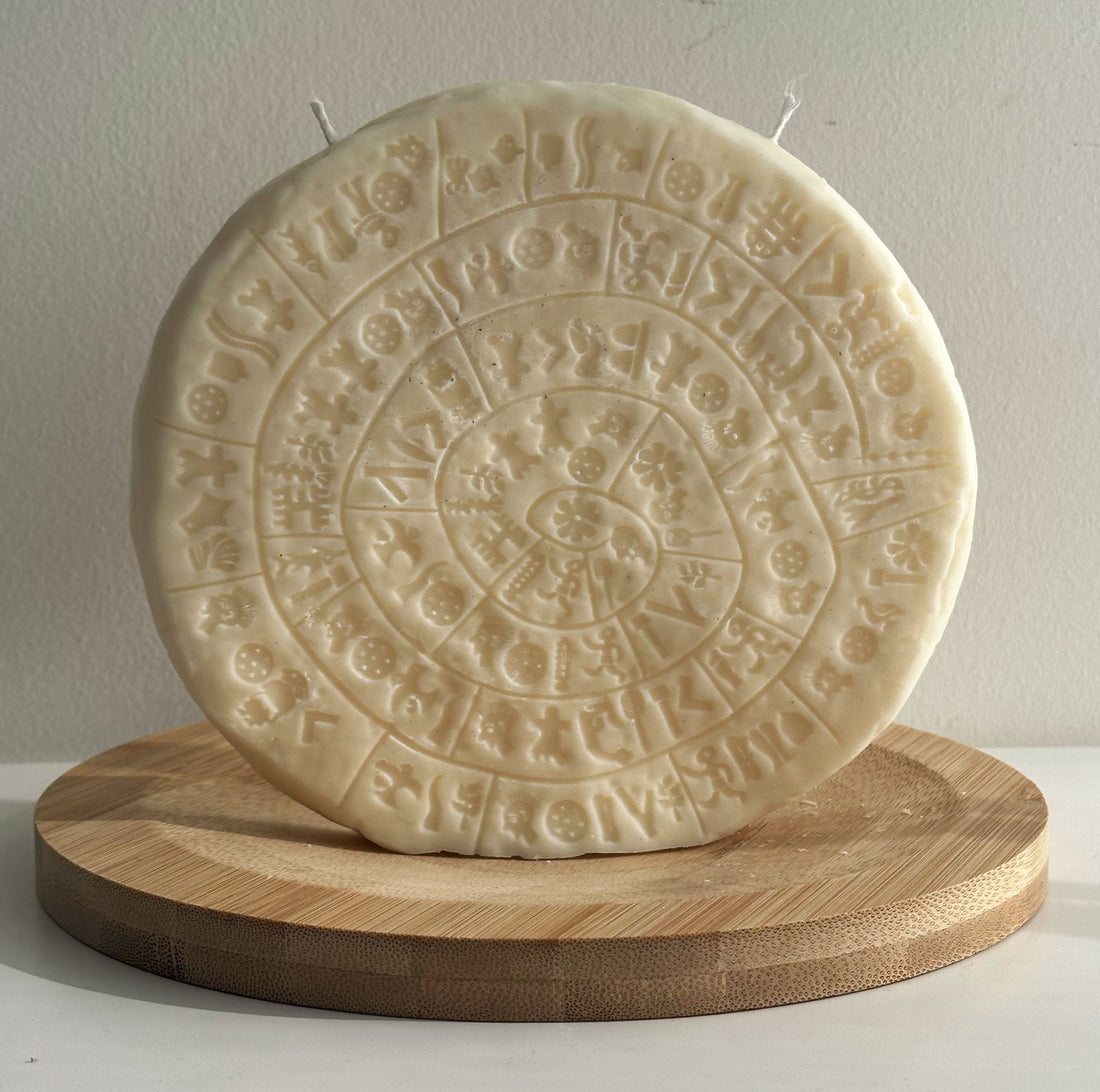Phaistos Disk Sculptural Candle — When History Meets Handmade Art